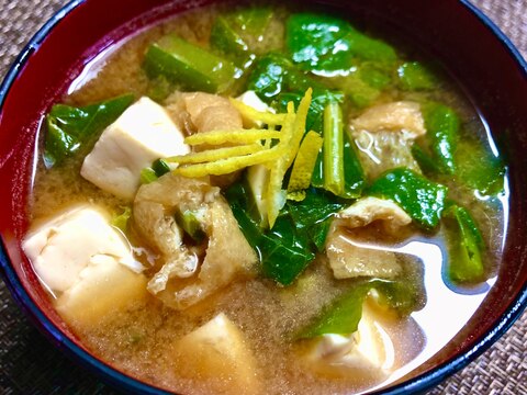 豆腐&小松菜あんど油揚げのお味噌❤️男の料理
